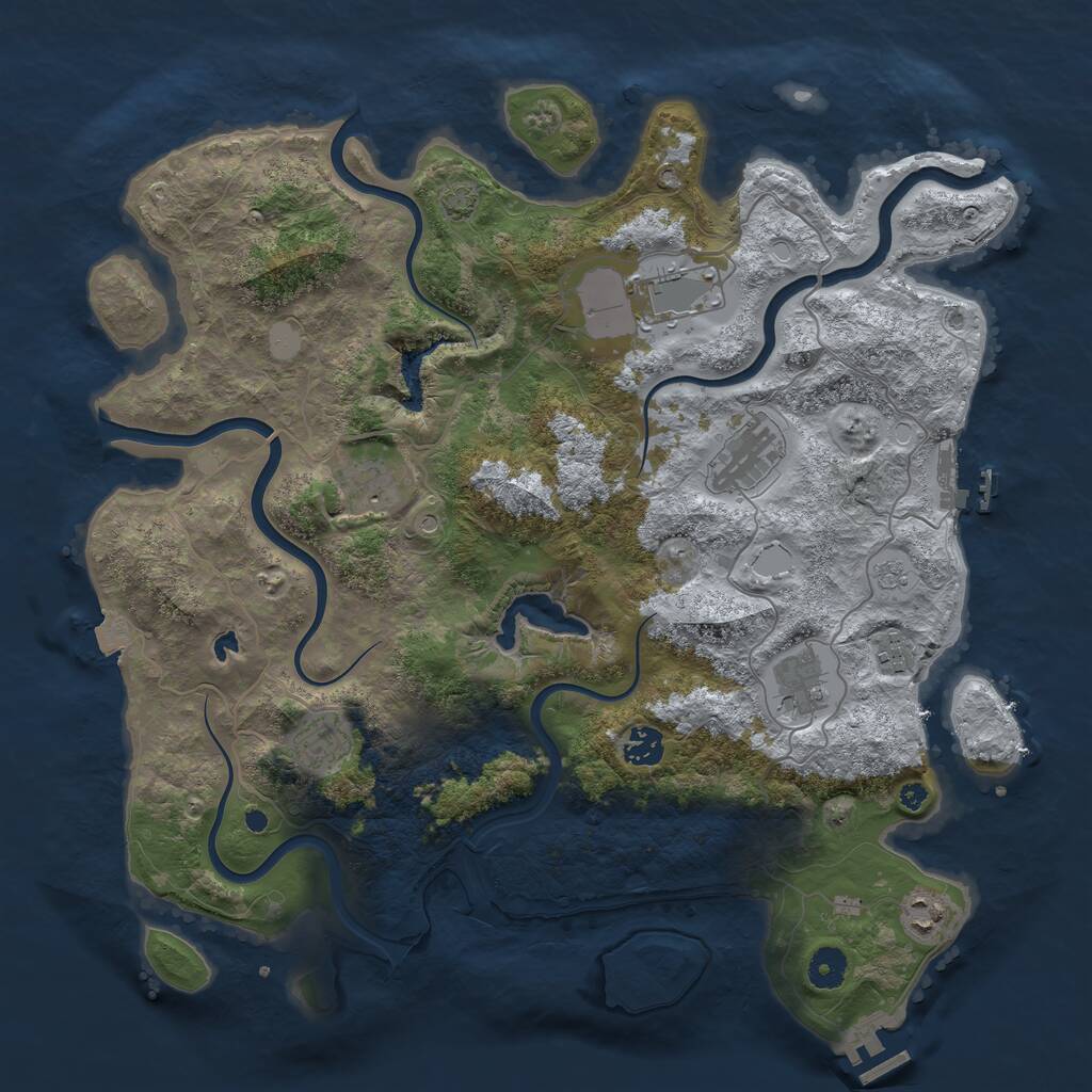 Rust Map: Procedural Map, Size: 4050, Seed: 445547723, 14 Monuments