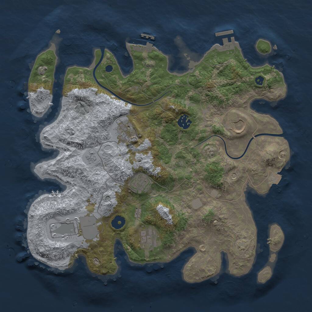 Rust Map: Procedural Map, Size: 3500, Seed: 1026725123, 12 Monuments