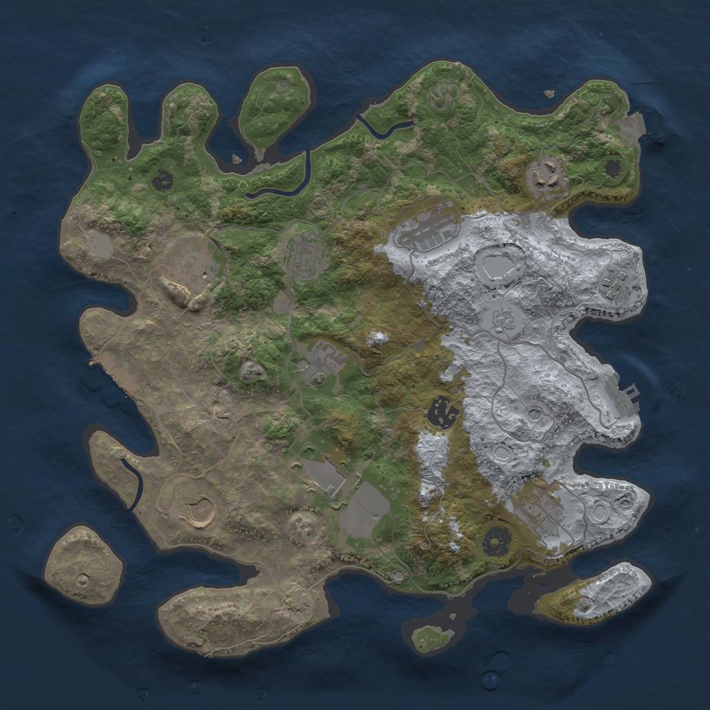 Rust Map: Procedural Map, Size: 3500, Seed: 1178664723, 18 Monuments