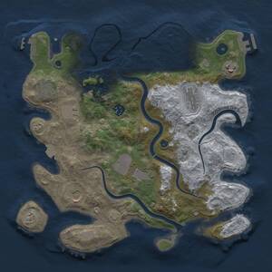 Thumbnail Rust Map: Procedural Map, Size: 3500, Seed: 1178664723, 14 Monuments