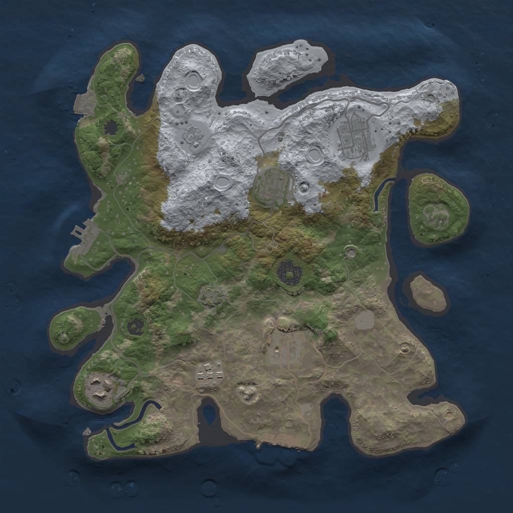 Rust Map: Procedural Map, Size: 3000, Seed: 8292883, 12 Monuments