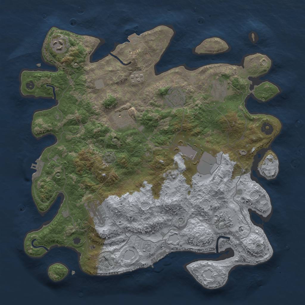 Rust Map: Procedural Map, Size: 3700, Seed: 1072213852, 16 Monuments