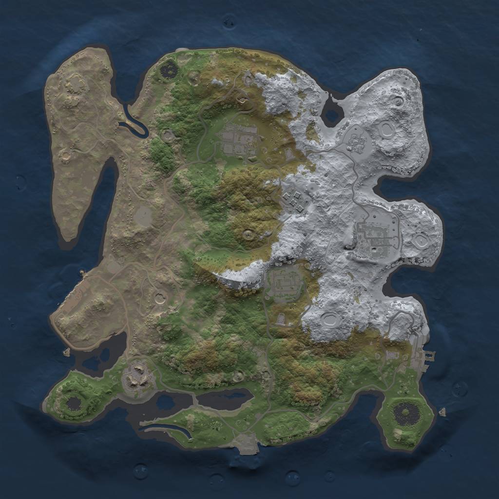 Rust Map: Procedural Map, Size: 3000, Seed: 483576, 13 Monuments