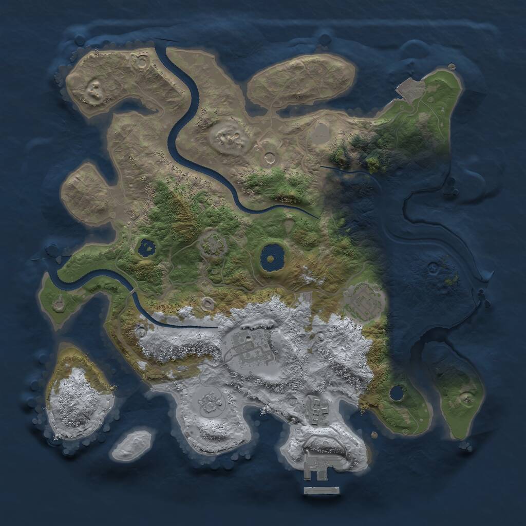Rust Map: Procedural Map, Size: 3000, Seed: 34107595, 8 Monuments