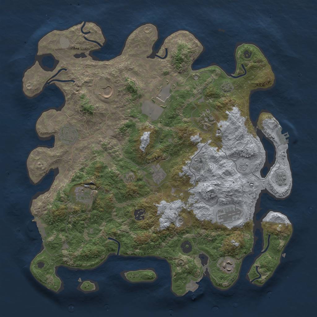 Rust Map: Procedural Map, Size: 4000, Seed: 543761, 18 Monuments