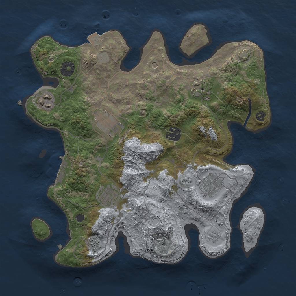 Rust Map: Procedural Map, Size: 3000, Seed: 1127249187, 14 Monuments