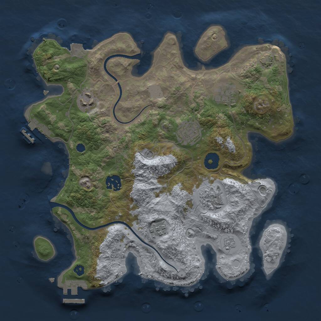 Rust Map: Procedural Map, Size: 3000, Seed: 1127249187, 12 Monuments