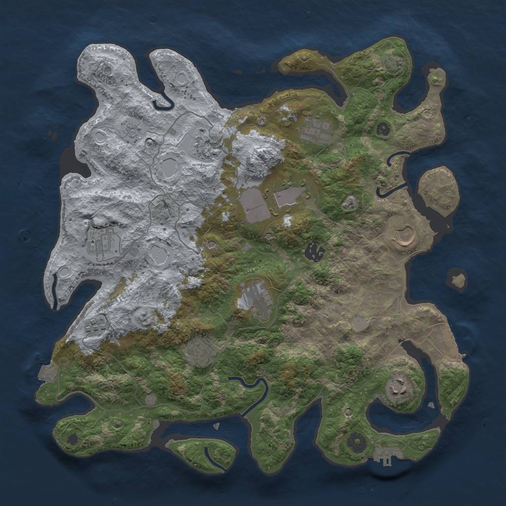 Rust Map: Procedural Map, Size: 3800, Seed: 52265499, 18 Monuments