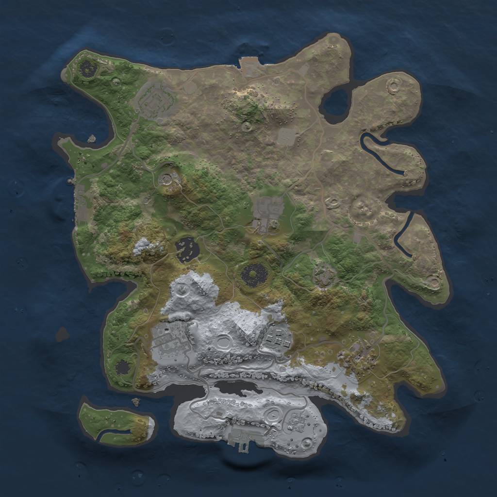 Rust Map: Procedural Map, Size: 3000, Seed: 2076414929, 14 Monuments