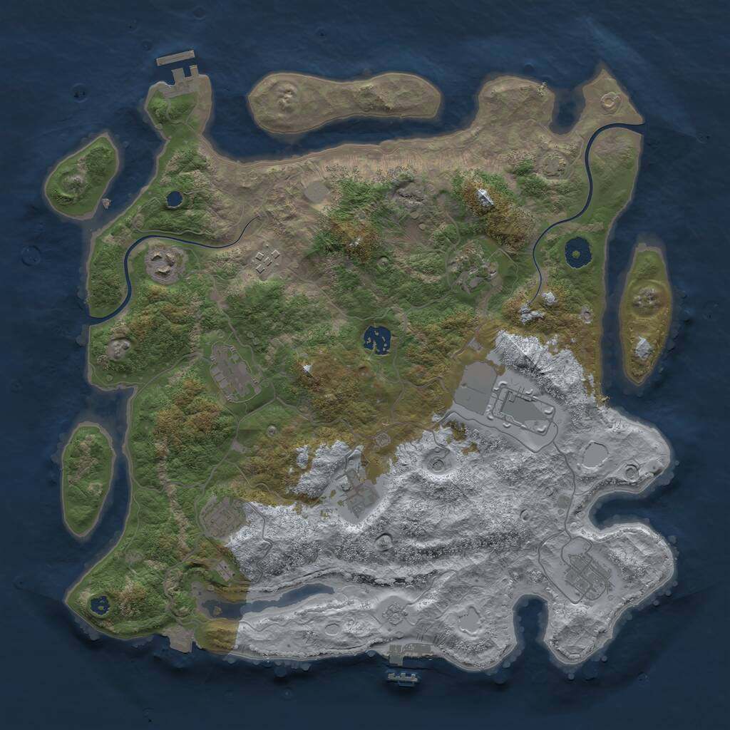 Rust Map: Procedural Map, Size: 3838, Seed: 3838, 15 Monuments