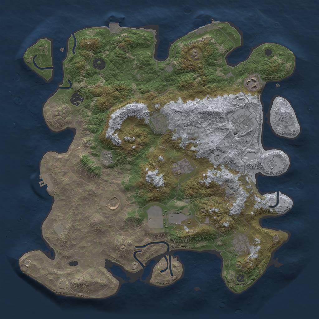 Rust Map: Procedural Map, Size: 3800, Seed: 77183677, 17 Monuments