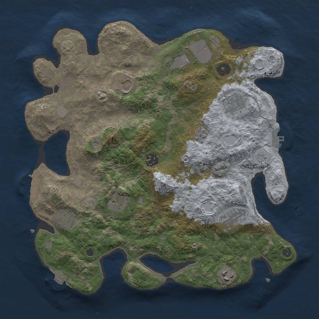 Rust Map: Procedural Map, Size: 3600, Seed: 91463802, 17 Monuments