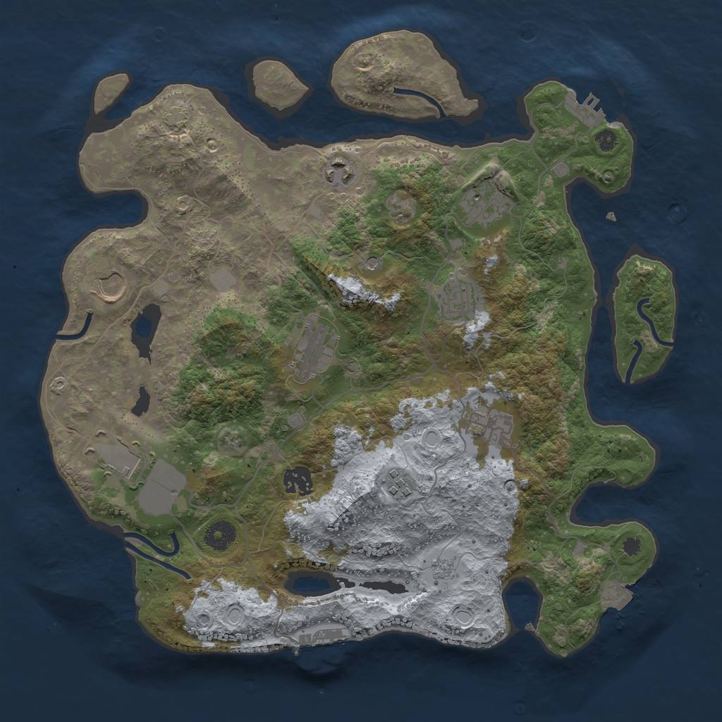 Rust Map: Procedural Map, Size: 3600, Seed: 525507607, 17 Monuments
