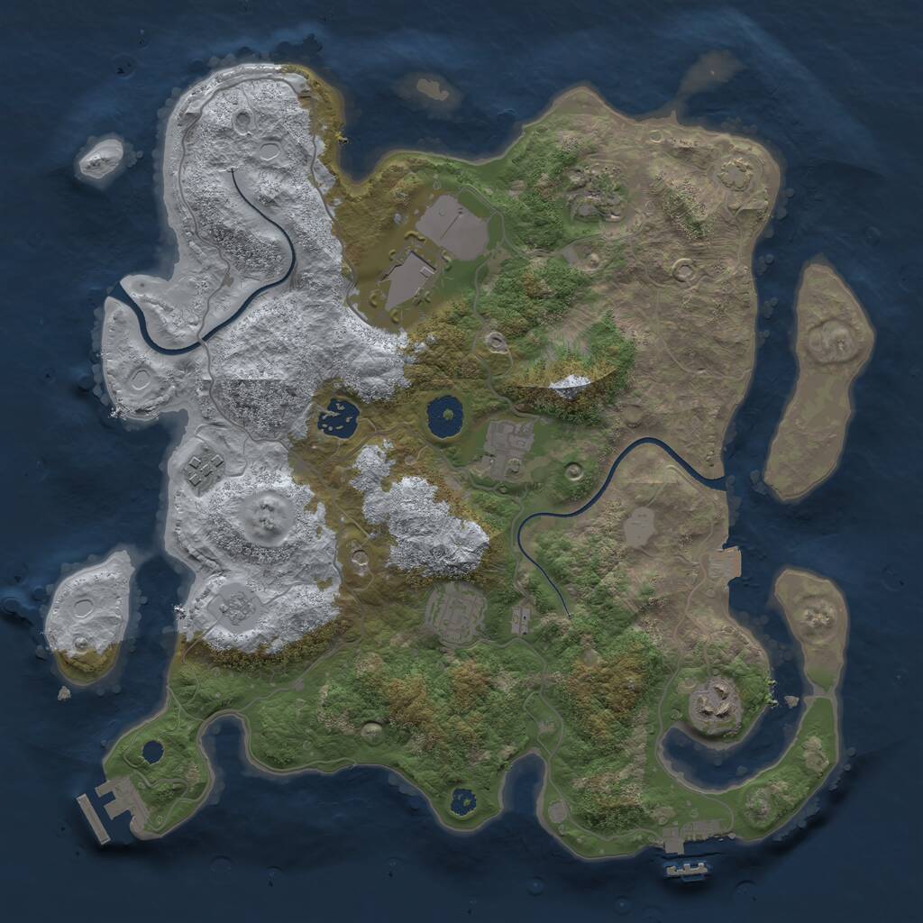 Rust Map: Procedural Map, Size: 3500, Seed: 1697070930, 13 Monuments