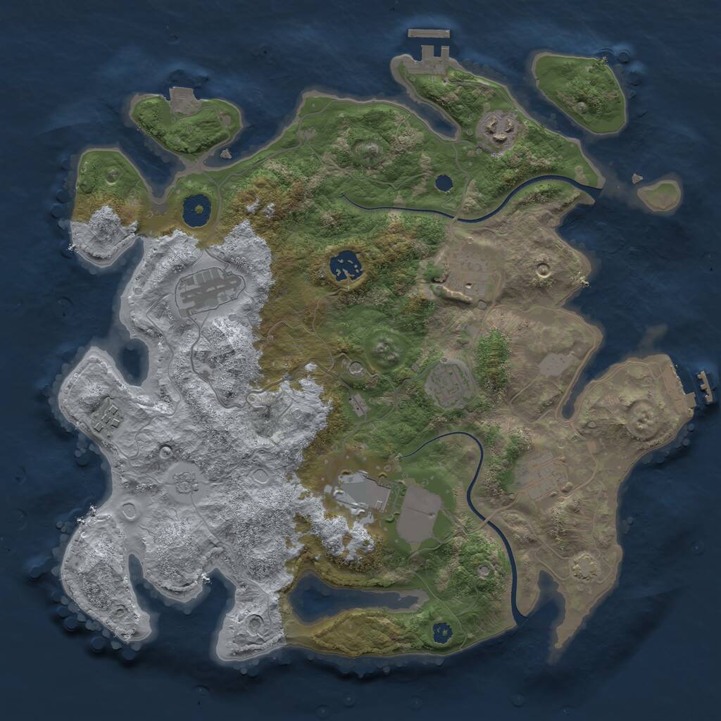 Rust Map: Procedural Map, Size: 3500, Seed: 2107605547, 14 Monuments