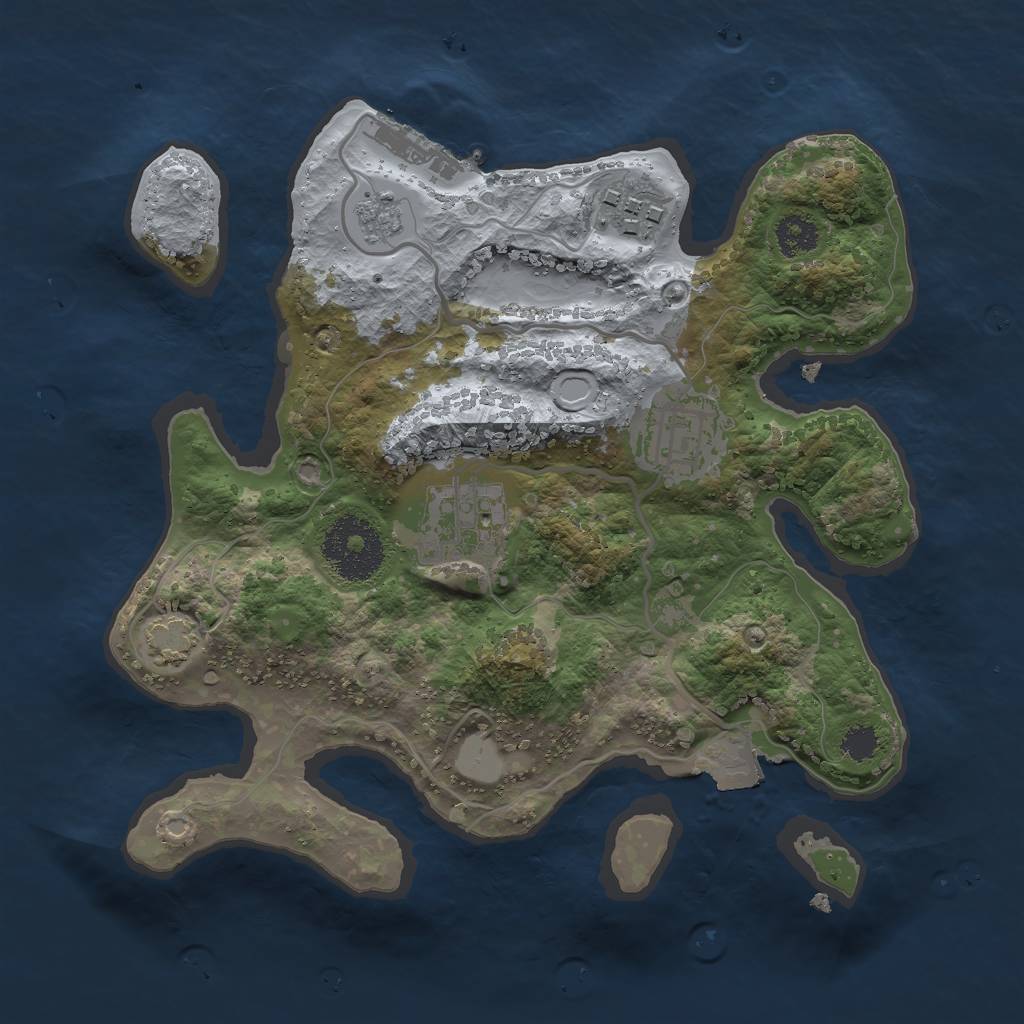 Rust Map: Procedural Map, Size: 2500, Seed: 1200, 9 Monuments