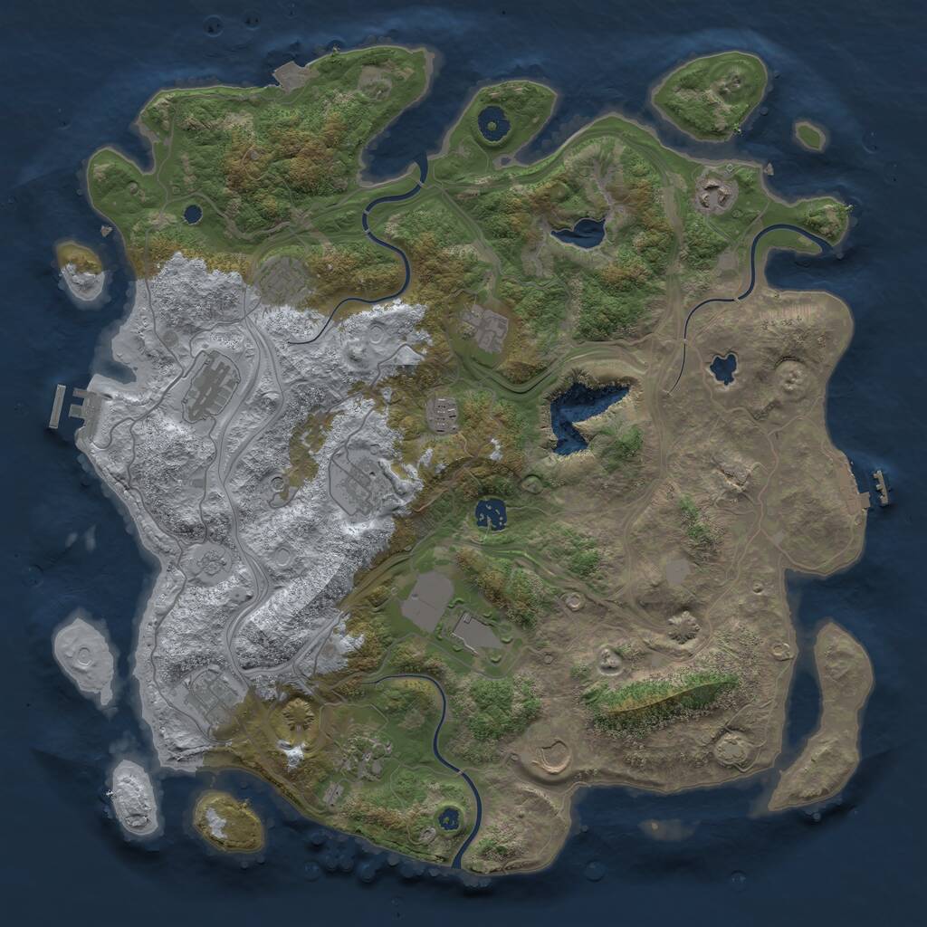 Rust Map: Procedural Map, Size: 4250, Seed: 1145149190, 17 Monuments