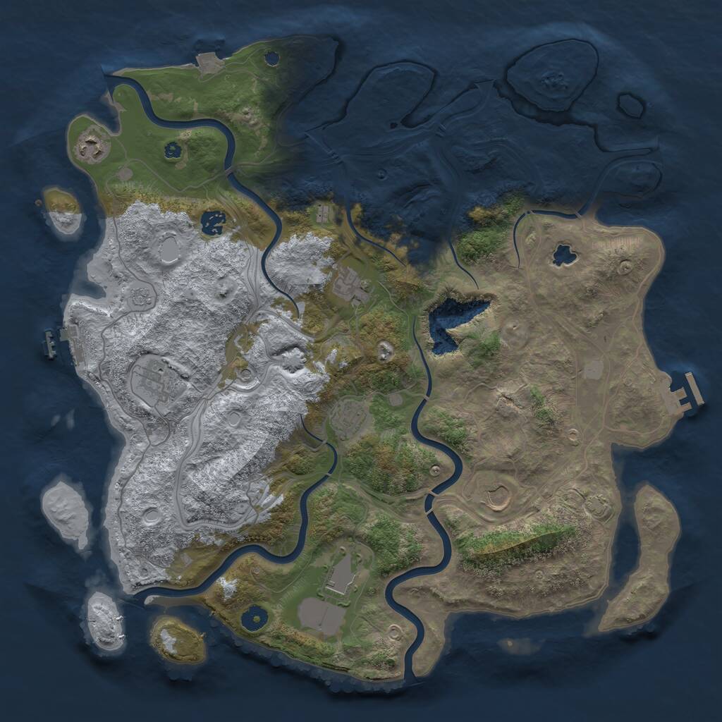 Rust Map: Procedural Map, Size: 4250, Seed: 1145149190, 13 Monuments