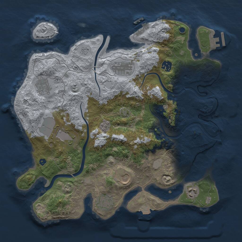 Rust Map: Procedural Map, Size: 3500, Seed: 34543534, 14 Monuments