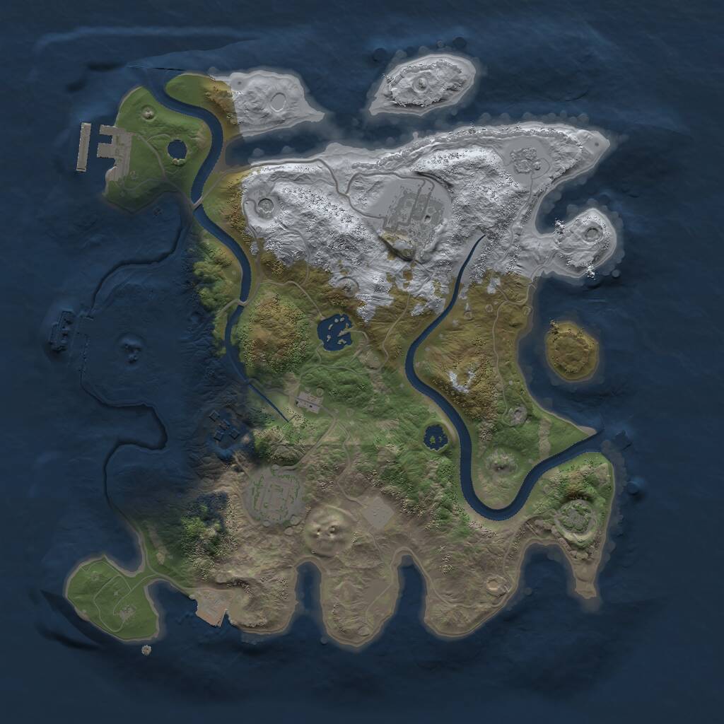 Rust Map: Procedural Map, Size: 3000, Seed: 13641, 10 Monuments