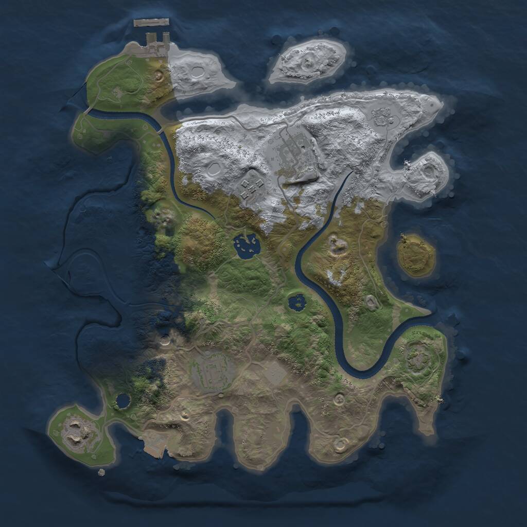 Rust Map: Procedural Map, Size: 3000, Seed: 13641, 10 Monuments