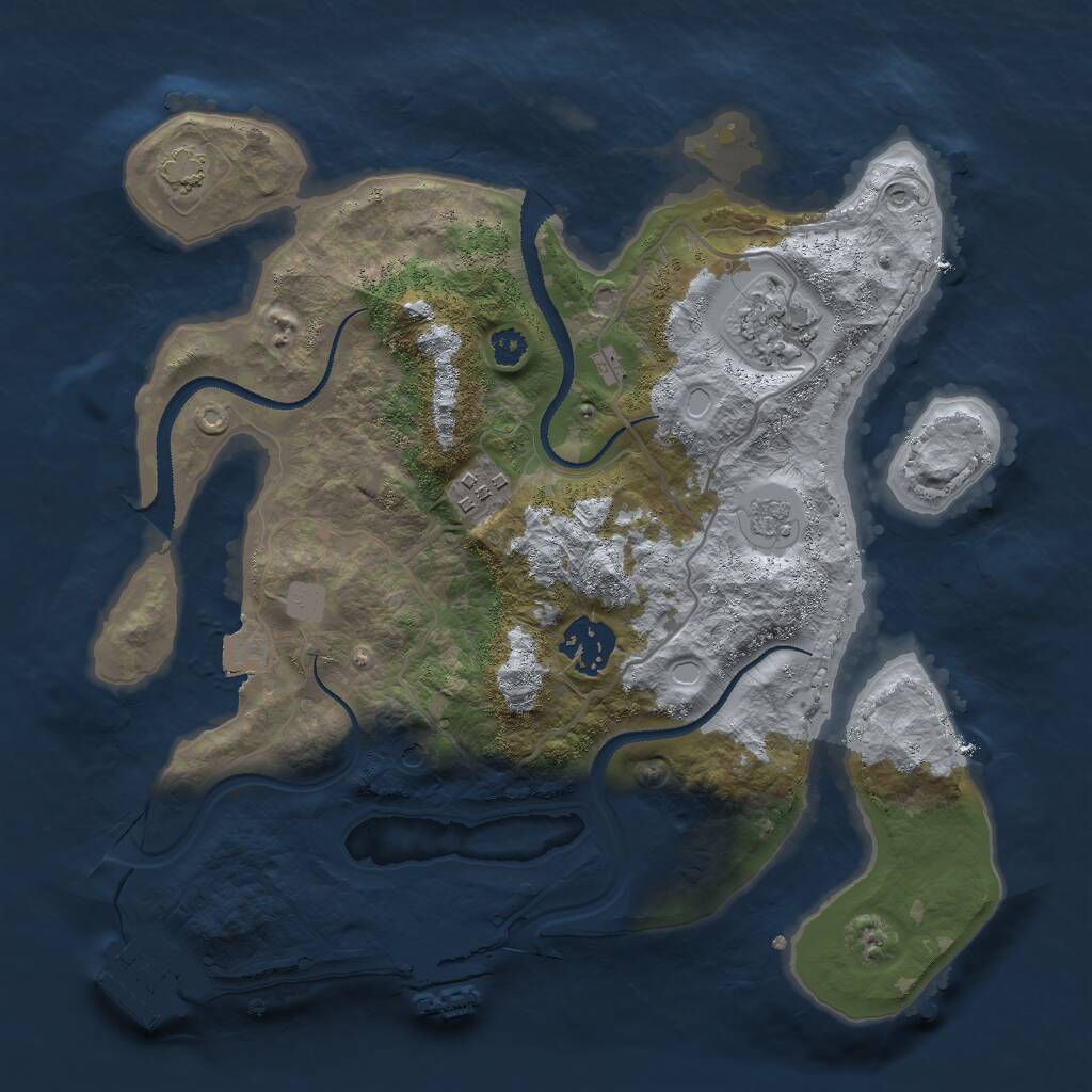 Rust Map: Procedural Map, Size: 3000, Seed: 378641855, 9 Monuments