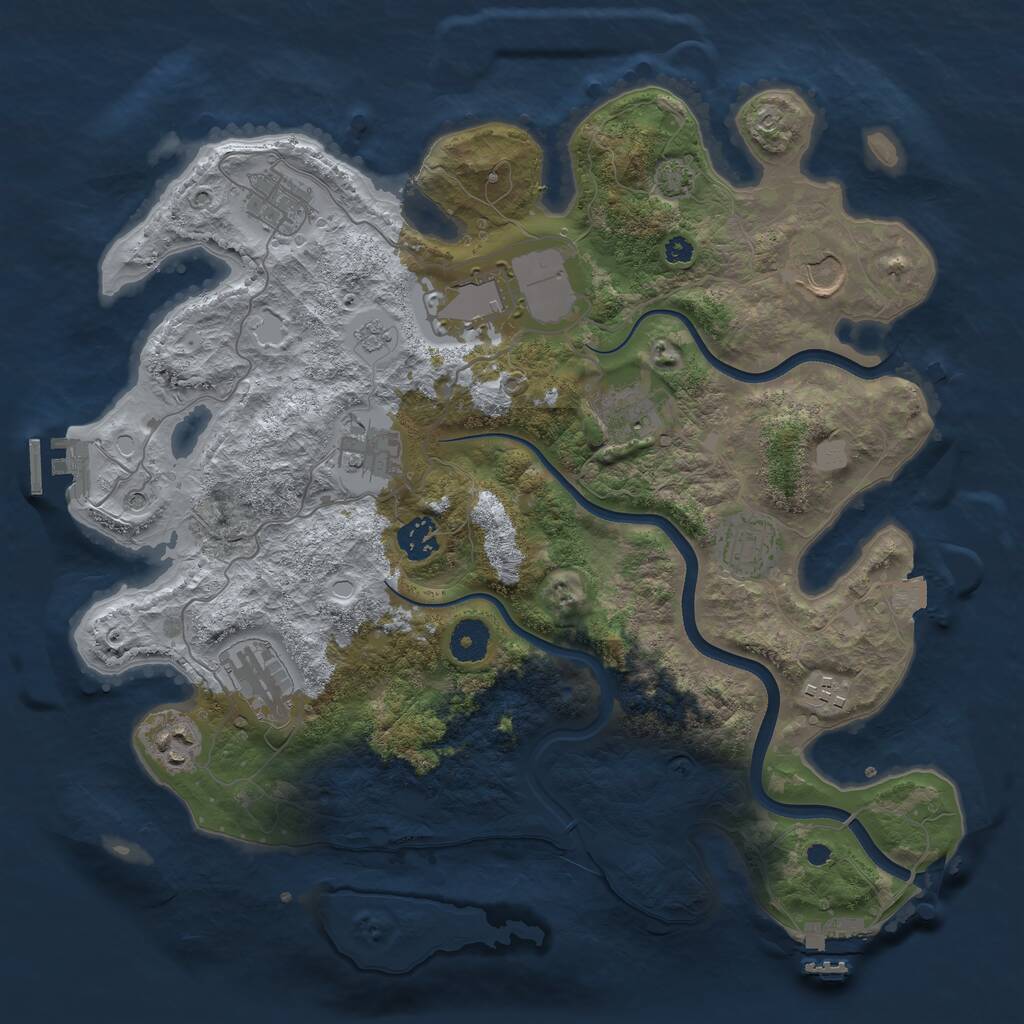 Rust Map: Procedural Map, Size: 3700, Seed: 2068243128, 16 Monuments