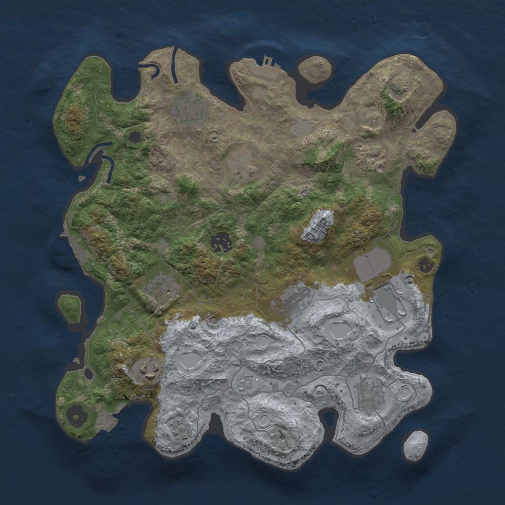 Rust Map: Procedural Map, Size: 3550, Seed: 1922243, 18 Monuments