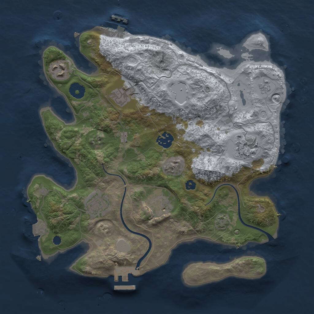 Rust Map: Procedural Map, Size: 3000, Seed: 1231945645, 11 Monuments