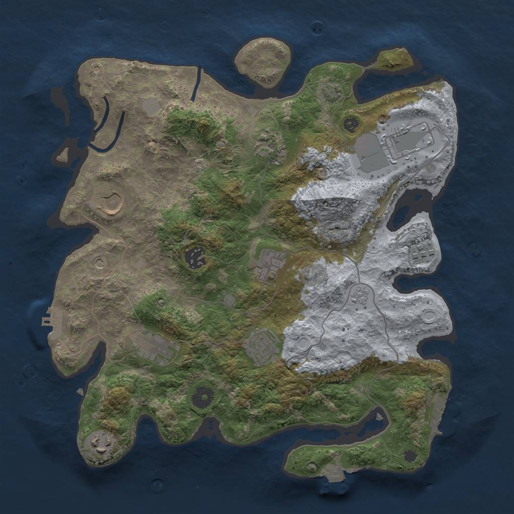 Rust Map: Procedural Map, Size: 3500, Seed: 411587285, 17 Monuments