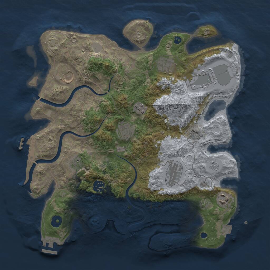 Rust Map: Procedural Map, Size: 3500, Seed: 411587285, 15 Monuments