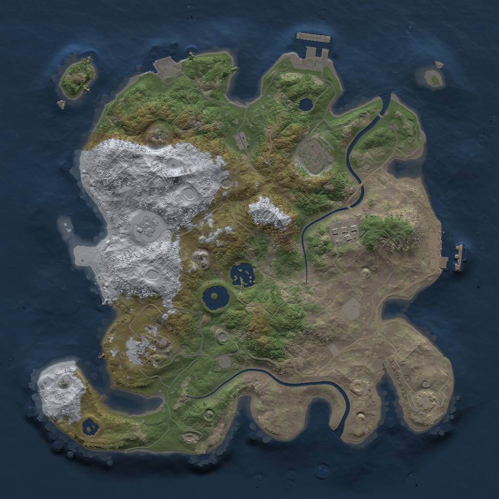 Rust Map: Procedural Map, Size: 3000, Seed: 1608339690, 10 Monuments