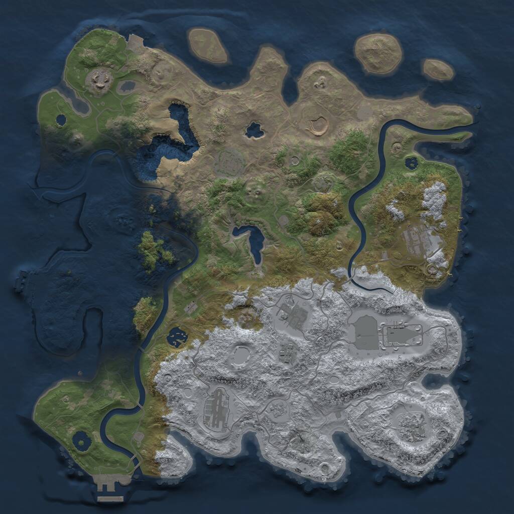 Rust Map: Procedural Map, Size: 4000, Seed: 67428924, 16 Monuments