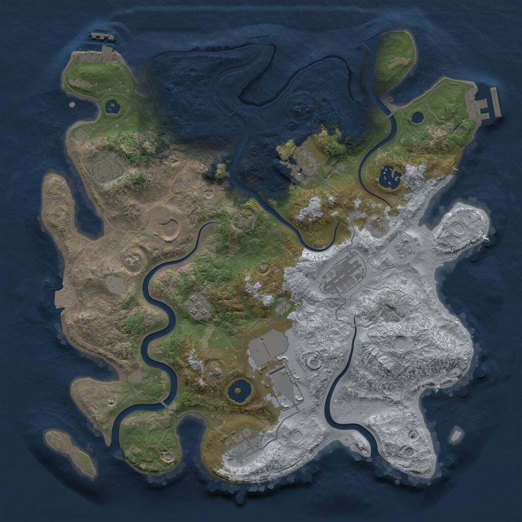 Rust Map: Procedural Map, Size: 3500, Seed: 1514718986, 14 Monuments