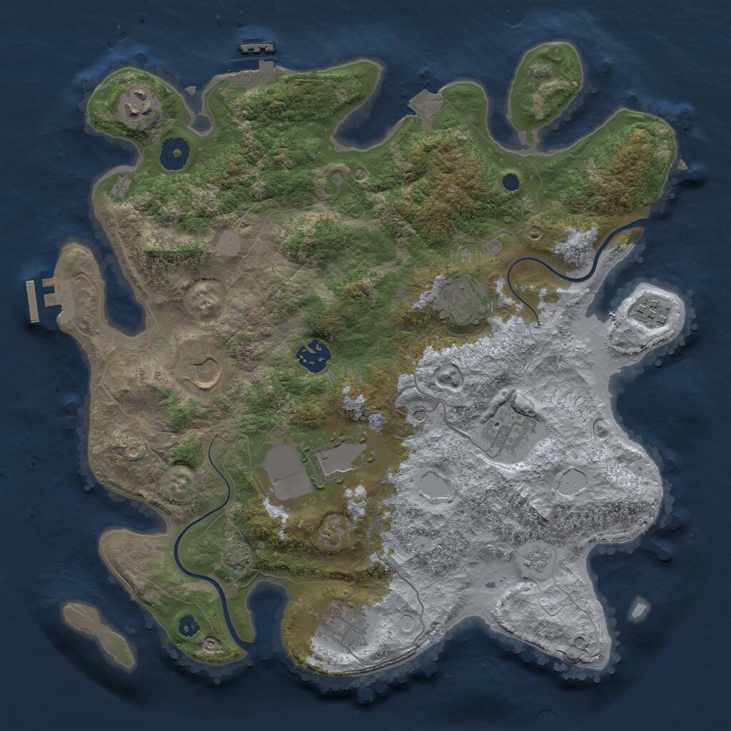 Rust Map: Procedural Map, Size: 3500, Seed: 1514718986, 14 Monuments