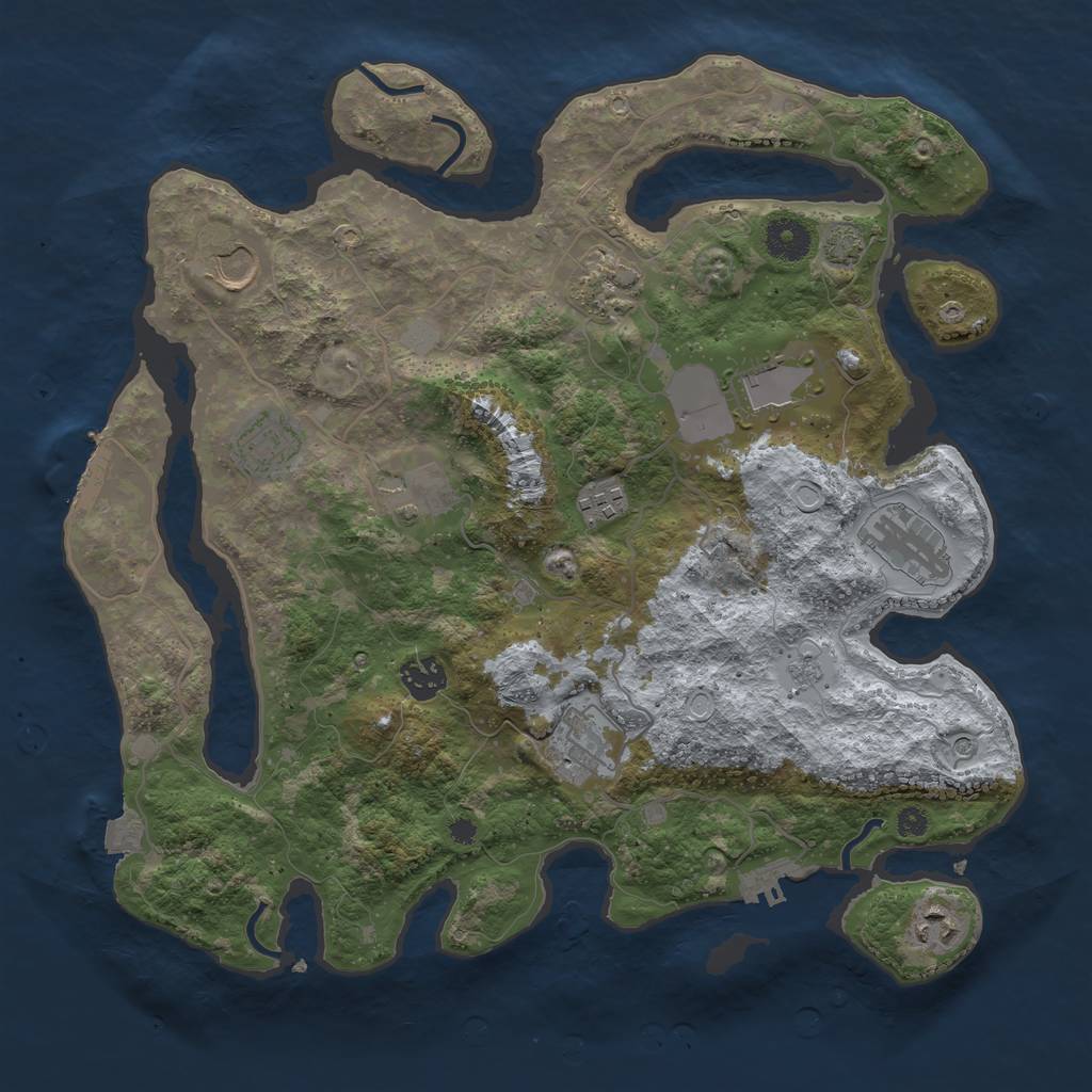 Rust Map: Procedural Map, Size: 3700, Seed: 1225219147, 18 Monuments