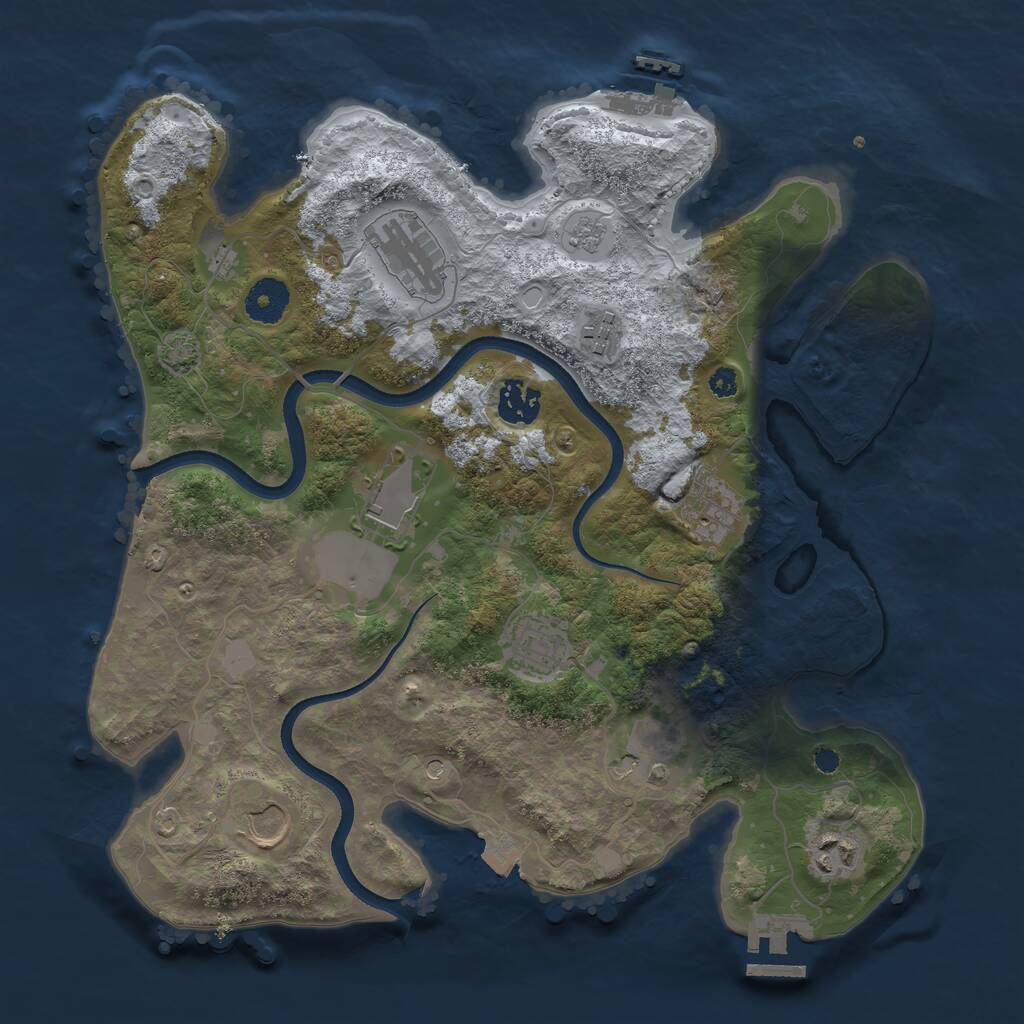 Rust Map: Procedural Map, Size: 3500, Seed: 1814224462, 15 Monuments