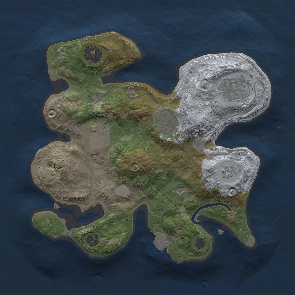 Rust Map: Procedural Map, Size: 2500, Seed: 345080051, 9 Monuments