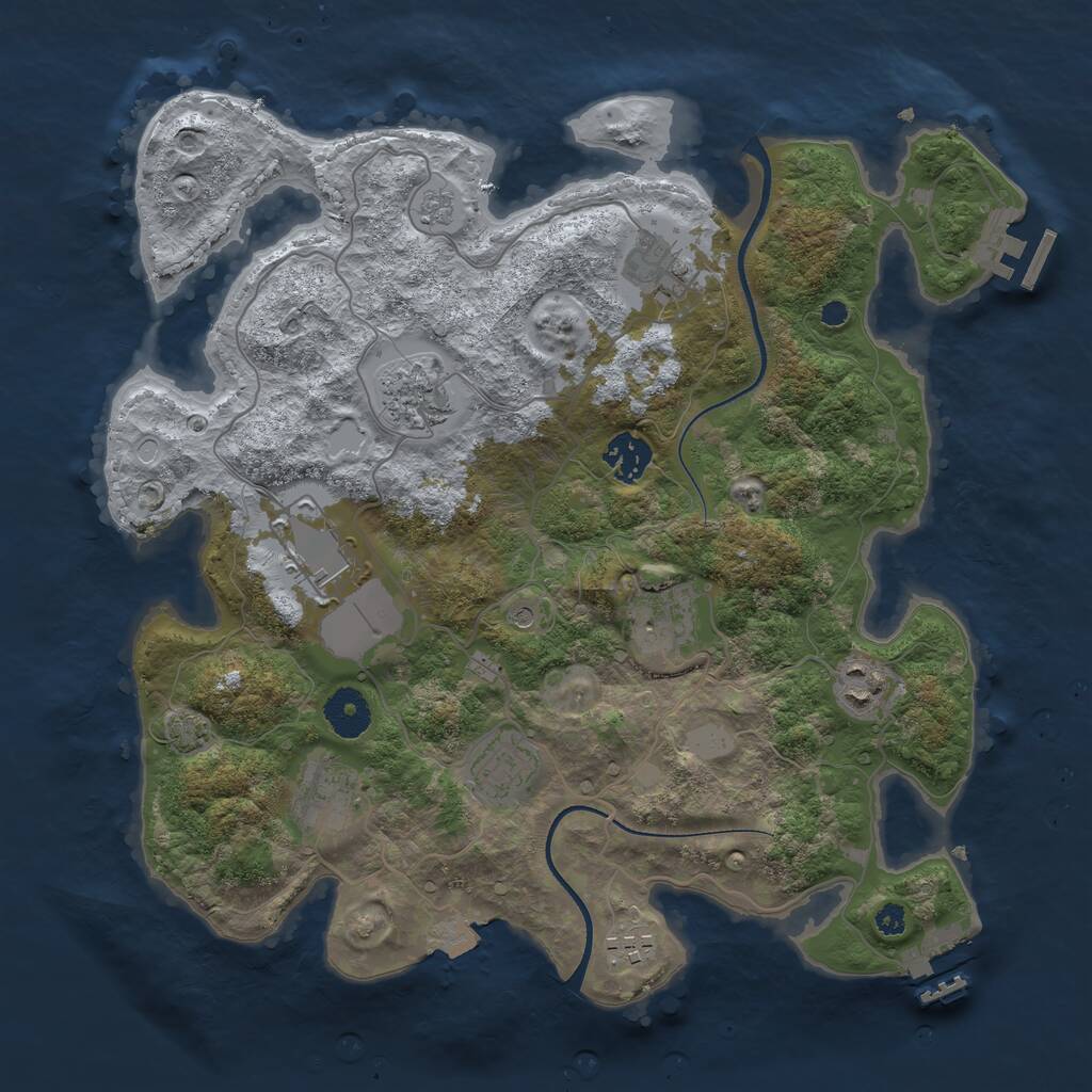 Rust Map: Procedural Map, Size: 3500, Seed: 12973592, 15 Monuments