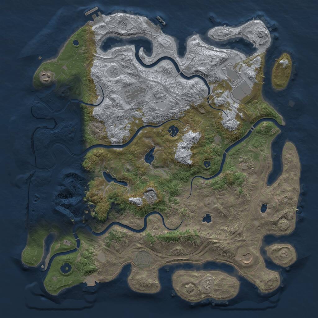 Rust Map: Procedural Map, Size: 4500, Seed: 1371736529, 14 Monuments