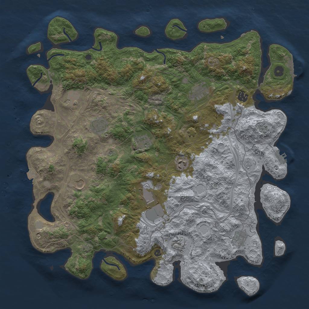Rust Map: Procedural Map, Size: 4500, Seed: 45723, 19 Monuments