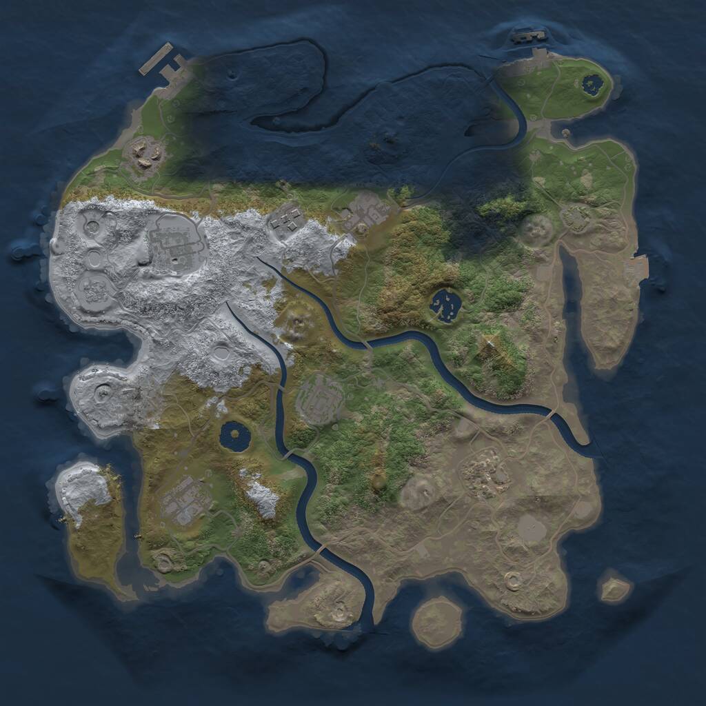 Rust Map: Procedural Map, Size: 3450, Seed: 17534494, 14 Monuments