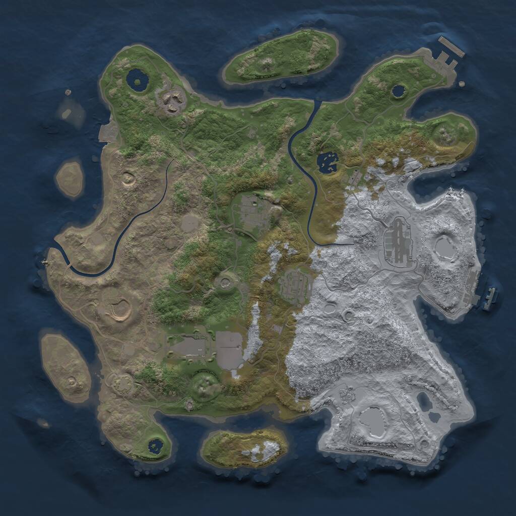 Rust Map: Procedural Map, Size: 3500, Seed: 1647788681, 13 Monuments