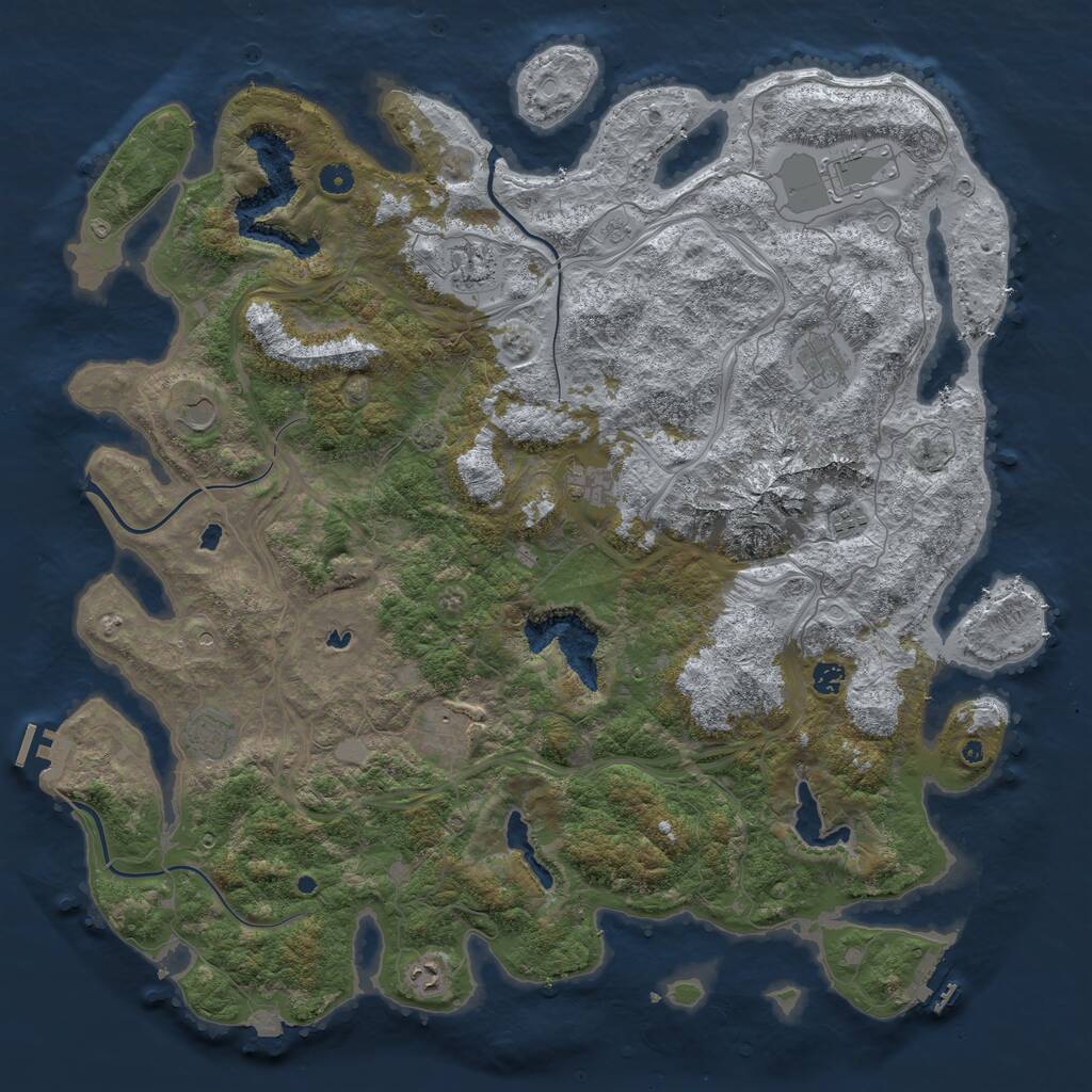 Rust Map: Procedural Map, Size: 5000, Seed: 18651483, 16 Monuments