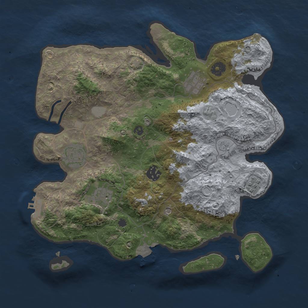 Rust Map: Procedural Map, Size: 3200, Seed: 57428426, 12 Monuments
