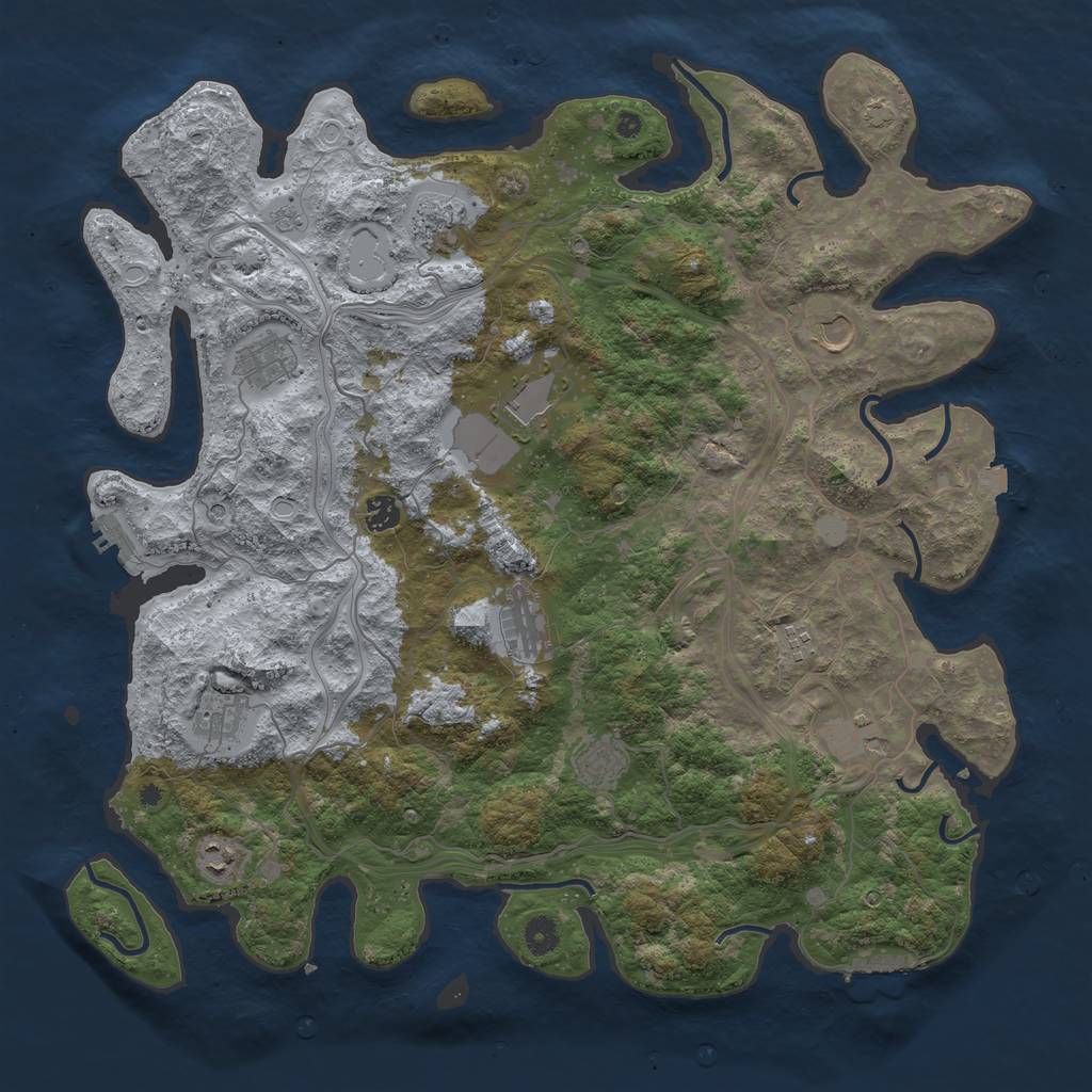 Rust Map: Procedural Map, Size: 4500, Seed: 666000999, 19 Monuments
