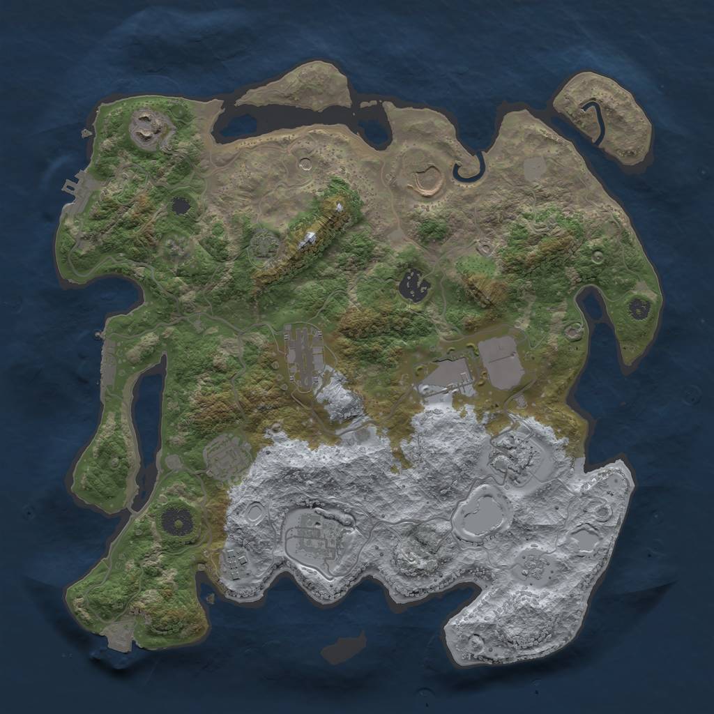 Rust Map: Procedural Map, Size: 3500, Seed: 124641490, 17 Monuments