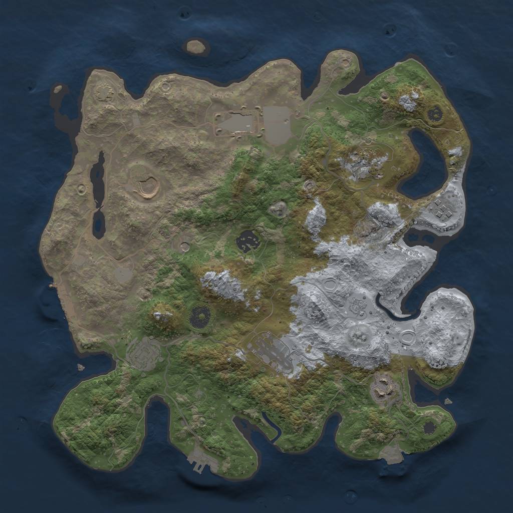 Rust Map: Procedural Map, Size: 3500, Seed: 514140644, 16 Monuments