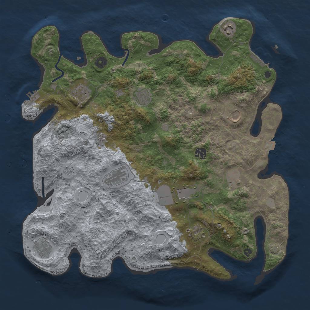 Rust Map: Procedural Map, Size: 3950, Seed: 932760, 19 Monuments