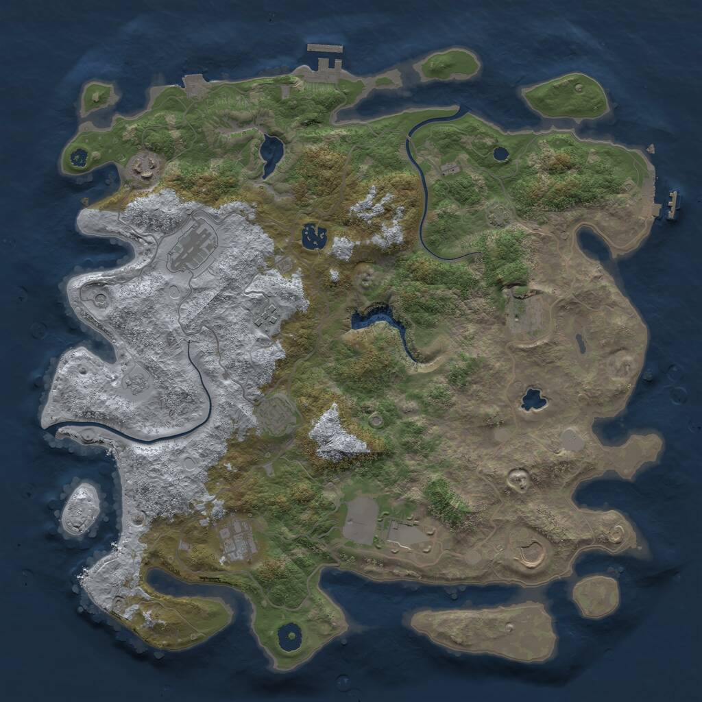 Rust Map: Procedural Map, Size: 4000, Seed: 1106705074, 15 Monuments